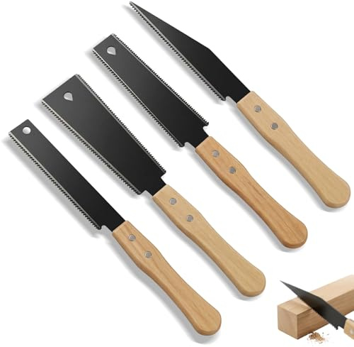 XdealCozyxc Hand Saw for Wood, 4 Pcs, Japanese Double Edged