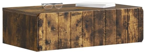 vidaXL Wandmontierter Beistelltisch Geräucherte Eiche Holzwerkstoff, Wohnzimmer, Wandtisch, rechteckig, viel Stauraum, modernes Möbelstück, stilvolle Ordnung