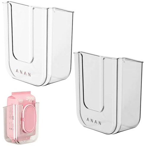 AXXIMENG Clear Wall Mounted Wet Wipes Dispenser, No Drill Tissue Holder, Transparent Wet Wipe Storage Box for Bathroom Kitchen Nursery, Self Adhesive Tissue Organizer