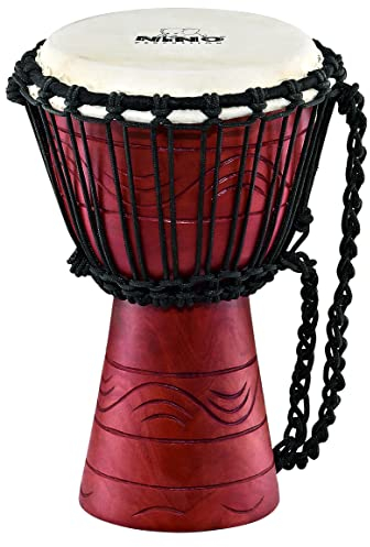 Nino Percussion Water Rhyhtm Djembe - Mittelgroßes Musikinstrument für Kinder ab 3 Jahren - Durchmesser 7 Zoll - Mahagoni, Natur (NINO-ADJ2-XS)