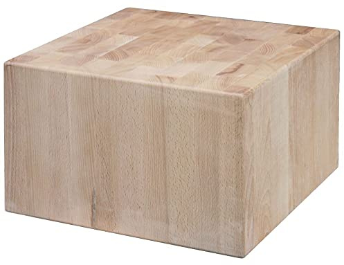 Contacto Edelstahl Hackblock Weissbuche ohne Untergestell 30 x 30 x 20 cm