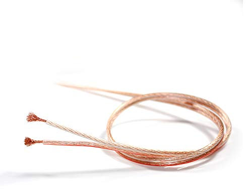 Skytronic High-Quality Transparent Speaker Cable Kit, 10m, OFC Oxygen-Free Copper, Flexible PVC Sheath with Polarity Indicators for Hi-Fi or Home Cinema Systems