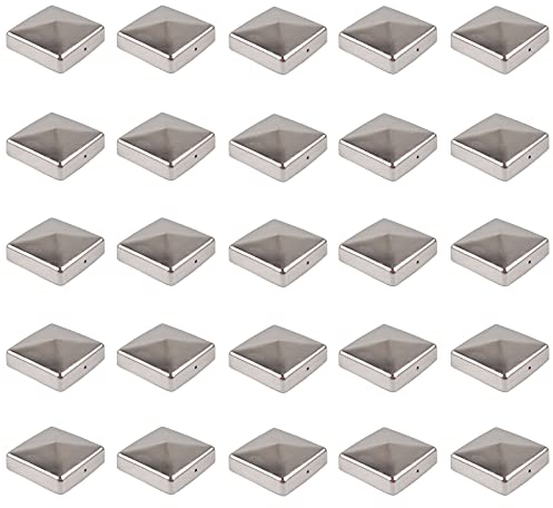 Baumarktplus 25x Pfostenkappe Edelstahl 121 mm Pyramide Abdeckkappe für Pfosten 12x12cm