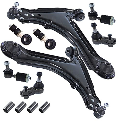 BESTPRICE 2x Querlenker Vorderachse vorne unten links & rechts, 2x Koppelstange vorne, 2x Spurstangenkopf, 4x Hülse Querlenkerlagerung Kompatibel mit OPEL ASTRA F (T92), VECTRA A (J89)