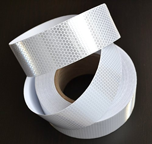 Nastro adesivo vinilico catarifrangente, 20m, colore: bianco, per camion rimorchio, furgone, caravan, camper.