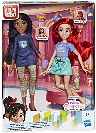 Disney Prinzessinnen Comfy Squad Ariel und Pocahontas, Puppen zum Film Chaos im Netz mit Freizeit-Outfit und Zubehör
