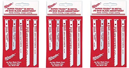 Milwaukee 49-22-1168 Universal Shank Metal/Wood Cutting Jig Saw Blade Assortment, 5-Count, 3 Pack