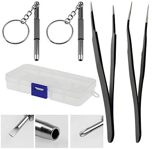 TXErfolg Glasses Repair Kit 3-in-1 Precision Screwdriver Keychain Eyeglass Repair Kit Bring 2 Tweezers for Optical Glasses Eyeglass Frames Sunglasses Jewellery Watches Fix Glasses
