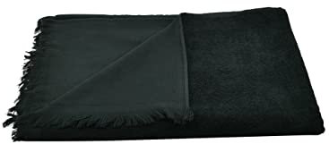 my Hamam, Frottee 2in1 Badetuch, Saunatuch, Strandtuch Hamamtuch, schwarz, Pestemal mit Fransen, ca. 90x180 cm saugfähig und praktisch