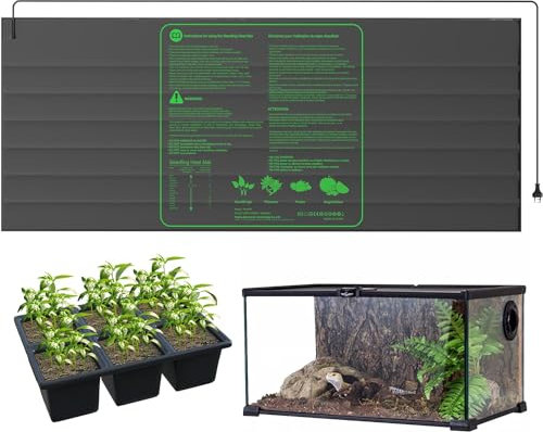 iPower 122 x 50cm Durable Waterproof Seedling Mat, Warm Hydroponic Heating Pad, Large,Black, Three-pin Plug (UK Version)