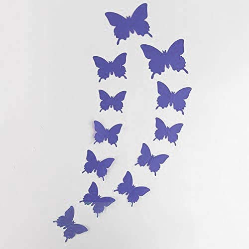 OUTLETISSIMO Set mit 12 Schmetterlingen in Lila, aus PVC, 3D-Effekt, für Wand, Spiegel, Dekoration für Zuhause