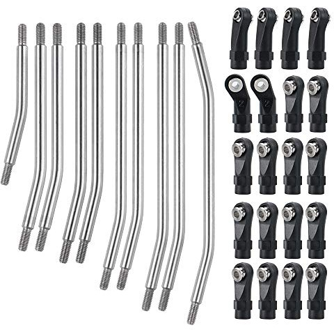 10PCS Steel Rod Link Linkage Set with Rod End for 1/10 Axial SCX10 II 90046
