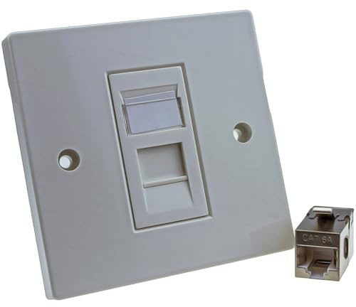 Durch Kupplung Unterputzdose CAT6A Abgeschirmtes FTP 1 Port RJ45 Buchse Netzwerk UK Platte [1 Port]
