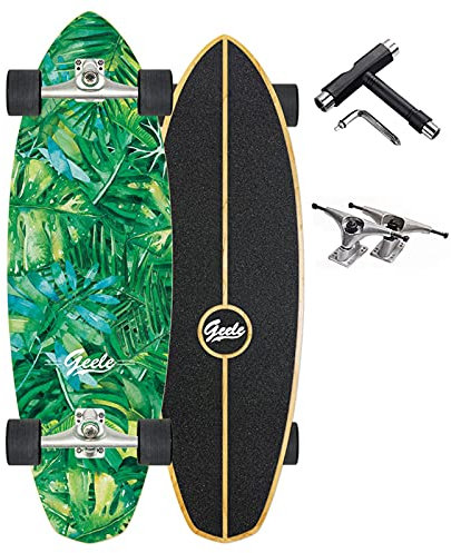 Skateboards Schwarz Dance Skate Board Komplett Cruiser Tanzen Longboard Ahornholz Outdoor Freeride mit Mach1 High Speed Kugellager T-Tool, Schnee Skateboard Drop Through Cruiser Komplettboard 80CM,A