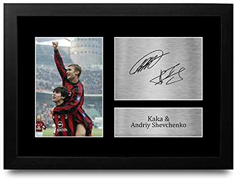 HWC Trading FR A4 Kaka & Andriy Shevchenko A C Milan Regali Stampati Autografo Firmato Foto Per Gli Appassionati Di Calcio E Sostenitori - A4 Framed, per Ufficio