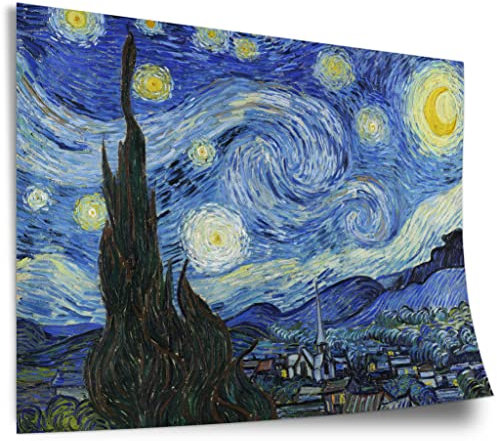 Printistico Poster Vincent van Gogh - Die Sternennacht (1889) Kunstdruck ohne Rahmen, Wandbild - A4, A3, A2, A1, A0, XXL - Wohnzimmer, Schlafzimmer, Küche, Deko