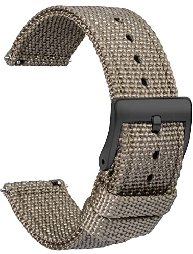TStrap Nylon Uhrenarmband 20mm - NATO Stil Armband Weiches Schwarz Schnellverschluss Uhrband – Canvas Militär Uhrenarmbänder Herren und Damen – Smart Uhrenarmband - 18mm 20mm 22mm 24 mm