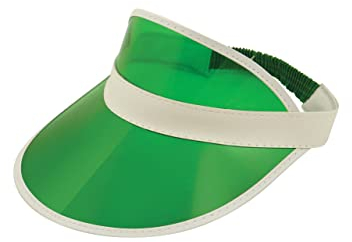 IBEX MART Unisex 80s Style Neon Sun Visor Hat Green Golf Cap Golfer Headband Neon Tennis Stag Poker Party Hat