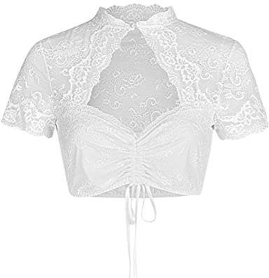 Nina von C. Spitzen Dirndlbluse Selina Stehkragen 16462892 | Weiß