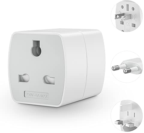 Reiseadapter Weltweit Reisestecker Adapter, 3 in 1 Internationaler Steckdosenadapter Set mit Reiseadapter Typ G, Typ A und Typ F Stecker für USA, UK, Australien,Kanada, Japan,Mexiko,Dubai, Weiß