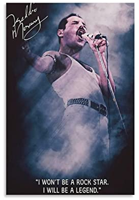Enartly Leinwand Bilder Freddie Mercury Poster Leinwand Wand Art Raum Bilder für Schlafzimmer Geschenke Dekor 30x50cm Kein Rahmen