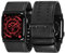 Tefeca, serie Dual - Cinturino compatibile con Apple Watch/Apple Watch Ultra, in pelle di colore nero, con adattatori neri, ultra-largo, 49/45/44/42mm