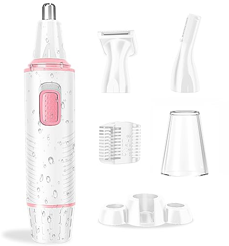 Nasenhaartrimmer, USB Wiederaufladbar Nasenhaarschneider 3 in 1 Set Ohrhaarschneider mit Doppelschneideklingen, Professioneller schmerzfreier Augenbrauen und esichtshaartrimmer, Weiß