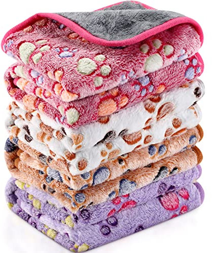 4 Stück wasserdichte Meerschweinchen-Decken, waschbar, Kleintier-Fleece-Bettwäsche, saugfähig, Meerschweinchenkäfig, wiederverwendbar, Frettchen (Pfotenabdruck, 71.1x142.2 cm)
