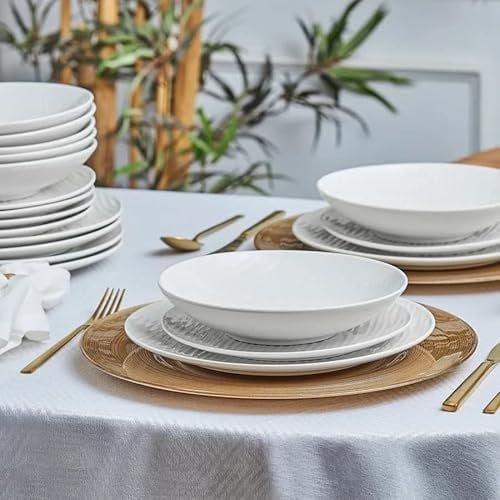 Karaca Ripple Porcelain Dinnerware Set for 4, 12 Piece, White