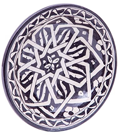 Biscottini Plato decorativo de 25,5 x 25,5 x 6,5 cm | Plato de cerámica artesanal marroquí | Decoraciones de cocina | Platos decorativos pintados a mano