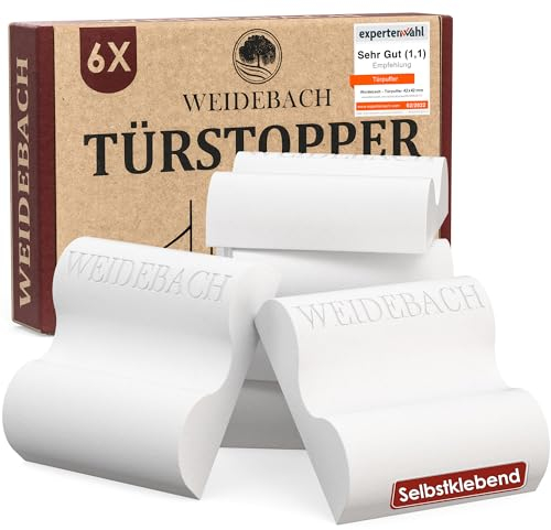 WEIDEBACH® 6x quadratische Türstopper 50% leiser, 42mm x 12 mm Türpuffer Wand selbstklebend,Türschoner mit optimierter Abfederung, Türanschlagdämpfer, Wandstopper selbstklebend, Wandschoner