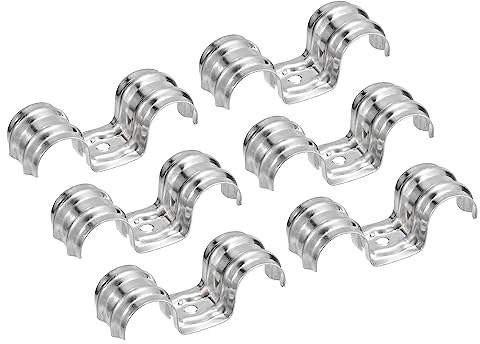 sourcing map 25uds 16mm (5/8 Pulgadas) Inoxidable Acero Doble Línea Abrazaderas Único Agujero Rígido Tubo Correa Tipo M U Forma Soporte Tubo Correa para Alambre Tubería Cordón