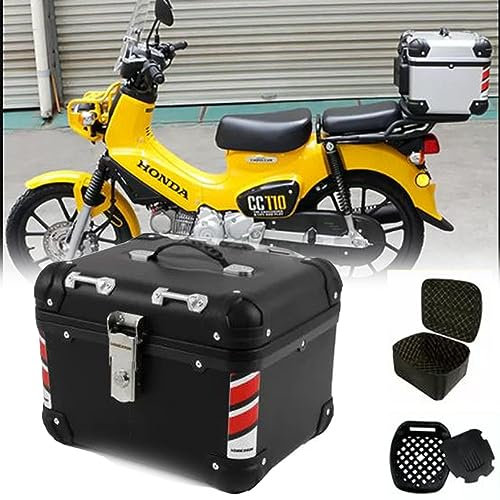 NILZA Motorrad Heckbox Topcase Motorradkoffer Universal Kofferraum Roller Koffer Topcase 30L 40L Helmkoffer Motorcycle Rollerkoffer Mit Montageteilen (Color : Black+Lining, Size : 30L)