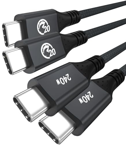 240W Câble USB C vers USB C 2M (lot de 2), Câble USB 3.2 Gen2X2 20Gbps