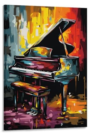 AYAROS Vintage Klavier Malerei Poster Bunte Graffiti Musikinstrumente Leinwand Wandkunst Drucke Malerei für Haus Zimmer