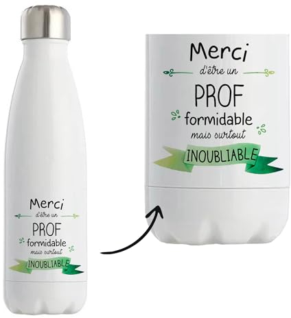 Bouteille isotherme Prof inoubliable homme | Gourde Thermos Réutilisable Cadeau Départ Retraite, Collègue