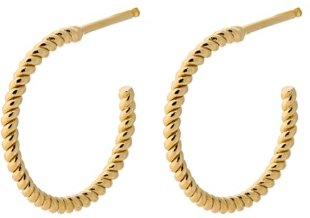 Pernille Corydon Creolen Damen Gold Small Twisted Creoles - 1.8 cm/Creol Ohrringe Silber 925 18k Vergoldet mit gedrehter Seilstruktur - E232g
