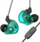 CCZ Melody in-Ear Monitors Earphones Headphones Wired Earbuds With Microphone IEM HiFi Bass with 1DD 1BA, in Ear Headphone with Detachable Cable for Musicians Singer on Stage Church (Green, with Mic)