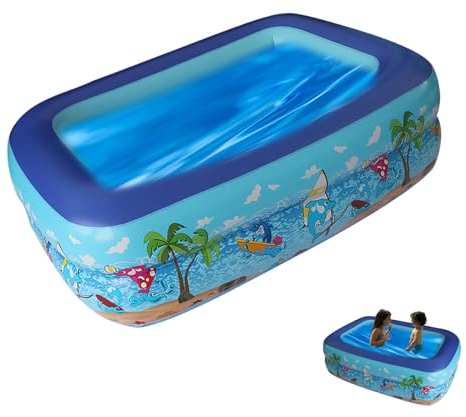 Piscine Gonflable Rectangulaire, Piscine Gonflable, Piscine pour Enfants, Piscine Gonflable pour Tout-Petits, Piscine Gonflable Portable pour la Cour intérieure et extérieure du Jardin 150x105x35cm