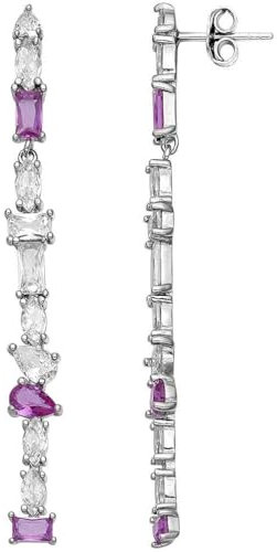 Orecchini in argento 925 e zirconi bianchi e rosa di Comete della collezione glamour. Le misure del gioiello sono: lunghezza 60,00 mm, larghezza 5,87 mm, profondità 2,94 mm. La referenza è ORA 217