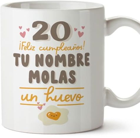 MUGFFINS Tazas Personalizadas Cumpleaños - En Español - Molas un huevo - 11 oz / 330 ml - Regalo personalizable original y divertido