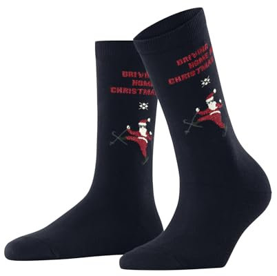 Burlington Damen Socken Skiing Santa W So Baumwolle gemustert 1 Paar, Blau Marine 6120, 36-41