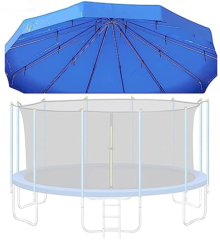 BIWKONI 15FT/ 16FT Trampolin Baldachin Outdoor Regendicht Schnee Zelt Tuch Sonnenschutz Abdeckung Trampoline Zubehör, Mit Rahmen,16FT