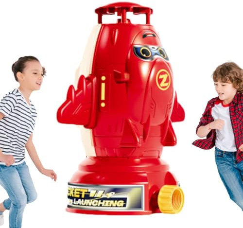 Youngwier Rocketship Sprinkler,Cartoon Water Jet Rocket - Summer Water Toys, Adjustable Water Pressure for Outdoor, Backyard Lawn Park