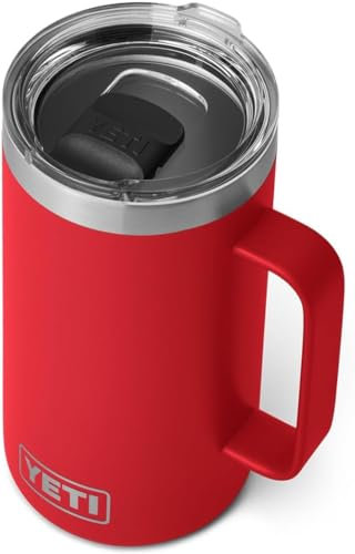 YETI Rambler Mug, Vacuum Insulated Stainless Steel Stackable Mug with Magslider Lid, Rescue Red, 24 oz (710 ml)