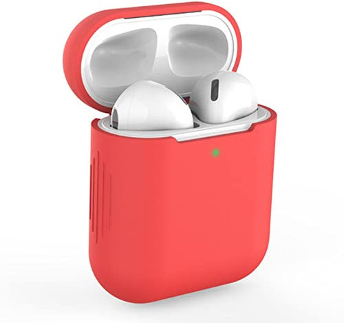 Accesorios Para compatible with Iphone Auriculares para estuches Estuche blando Silicona anticaída para Adecuado Protector inalámbrico de 1/2 generación Divisor De Auriculares (Red, One Size)