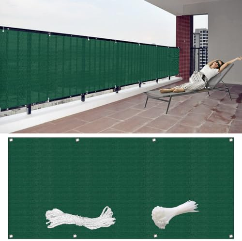 GAIFNAG Balkon Sichtschutz Privafence 135 x 900 cm Balkonverkleidung Sichtschutz, Sonnenschutz Balkon-Verkleidung Uv-Schutz Ohne Bohren, Sichtschutz für Balkon Garten im Freien, Dunkelgrün