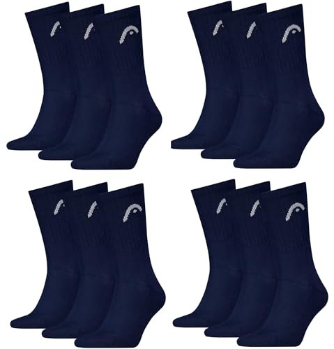 HEAD Herren Damen Sportsocken Crew Style im 12er Pack (35-38, Navy)