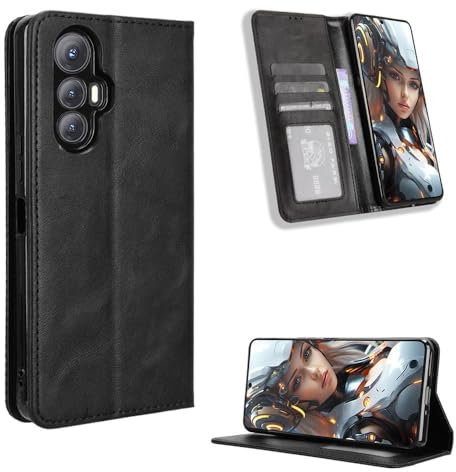 COMAKU Cover a Libro Cubot Max 5, Custodia a Portafoglio in Pelle con Supporto e Chiusura Magnetica Compatible per Cubot Max 5 - Nero