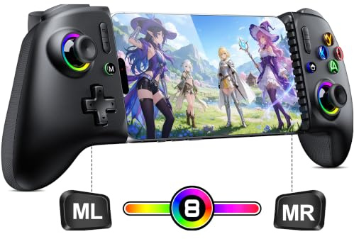 Mocagen Mobile Gaming Controller, MC2 Phone Controller for iPhone/Android/Switch/Oled/Switch 2 with Programmable/Hall Effect Joysticks & Analog Triggers/RGB Light